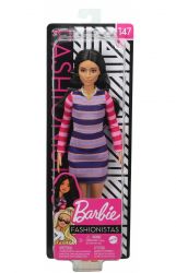 Mattel Barbie (FBR37/GHW61) Fashionistas barátnők Baba csíkos ruhában