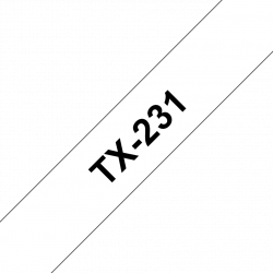 Brother TX-231 (12mm) - 15m fehér alapon fekete eredeti laminált P-touch szalag
