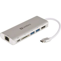 Sandberg USB-C HDMI+LAN+SD+USB, 61W dokkoló állomás