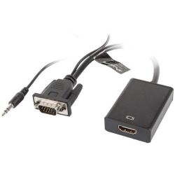 Lanberg AD-0021-BK VGA(F) + 3.5mm - HDMI(F) 20cm kábel