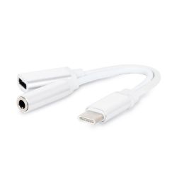 Gembird USB type-C plug to stereo 3.5 mm audio fehér adapter kábel