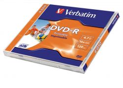 Verbatim nyomtatható, matt, ID, 4,7GB, 16x, normál tok, DVD-R lemez