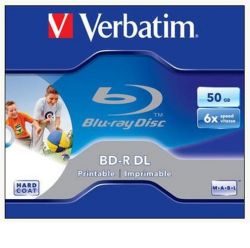 Verbatim kétrétegű, nyomtatható, 50GB, 6x, normál tok, BD-R BluRay lemez