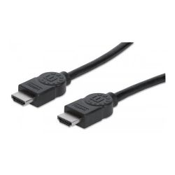 Manhattan HDMI/HDMI 1.4,  Ethernet, 2m, fekete, nikkelezett csat monitor kábel