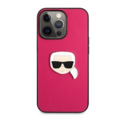 Karl Lagerfeld Head Apple iPhone 13 Pro Rózsaszín Bőr hátlap tok 
