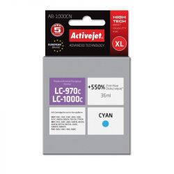 Activejet Brother LC1000/LC970C 36 ml cián utángyártott tintapatron