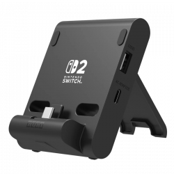Hori Dual PlayStand, Nintendo Switch 2, USB-A, USB-C, Fekete, Konzol állvány és töltő