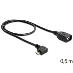 DELOCK USB micro-B (M) -> USB 2.0-A (F) hajlított, 50 cm fekete OTG kábel