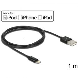 DELOCK USB - 8 tűs Lightning (iPhone, iPad, iPod) 1m fekete adat- és töltőkábel