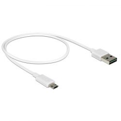 DELOCK Easy USB 2.0 A >Easy USB 2.0 MicroUSB B 50cm fehér adat- és töltőkábel