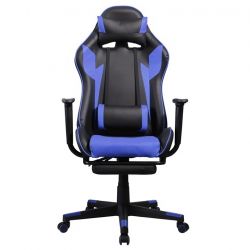 Iris GCH204BK_FT lábtámasz, 800 mm háttámla, műbőr fekete-kék gamer szék