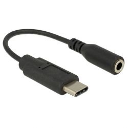Delock USB 2.0 Type-C (M) - Jack 3.5mm (F) 14cm fekete audio adapter