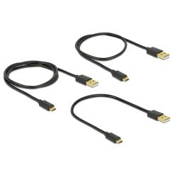 DELOCK USB 2.0 A>Micro-B fekete 30-60-90 cm adat- és töltőkábel (3 db)