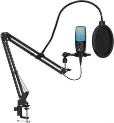 QWare GMI-850 Staccato streaming, RGB világítás, POP szűrő, USB Fekete kondenzációs gamer mikrofon