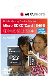 AgfaPhoto MicroSDXC UHS-I 64GB High Speed Class 10 U1 + Adapter