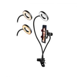 Tracer Ring Light, 6 W, 9 cm, 580-800 lm, Gyűrűs LED lámpa telefontartóval