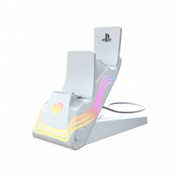 PDP Afterglow Wave, PlayStation 5, DualSense, RGB világítás, Fehér, Kontroller töltőállomás