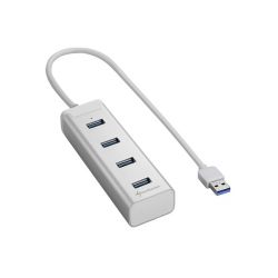 Sharkoon USB Hub - Aluminium Hub (Ezüst; 4port; USB3.0) (Port bővítő, USB Hub)