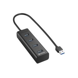 Sharkoon USB Hub - Aluminium Hub (Fekete; 4port; USB3.0) (Port bővítő, USB Hub)