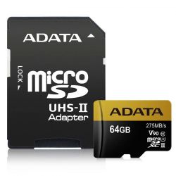 ADATA 64GB Cl10 R275MBps W155MBps microSDXC memóriakártya + adapter