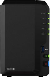 Synology DiskStation DS220+ J4025 Ethernet/LAN csatlakozás Kompakt Fekete NAS  tárolószerver