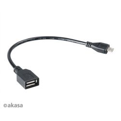 Akasa AK-CBUB25-15BK 15cm microUSB apa - USB Type-A™ anya OTG kábel 