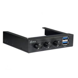 Akasa FC06 V2 3.5" 3 csatornás Fekete + 2xUSB 3.0 Ventilátor szabályzó 