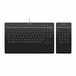 3Dconnexion 3DX-700092 Keyboard Pro amerikai, USB, Bluetooth, vezeték nélküli RF fekete billentyűzet