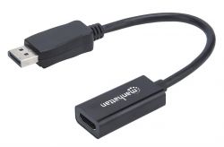 Manhattan 151634 DisplayPort DP HDMI M/F 1080p Full HD 15cm fekete kábel adapter 