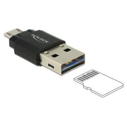 Delock Micro USB OTG Card Reader + USB 2.0 A male kártyaolvasó