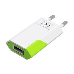 Techly Slim 230 V / 5V 1A fehér-zöld USB töltő