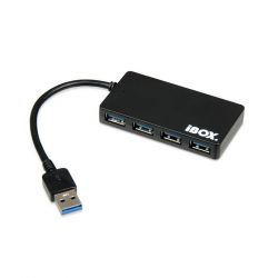 IBOX USB 3.0 SLIM, 4-ports, fekete USB hub