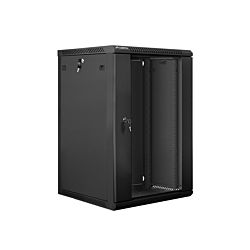 Lanberg 19'' 18U 600x600mm fekete (üvegajtó) fali rack szekrény