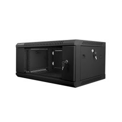 Lanberg 19'' 4U 600x450mm fekete (üvegajtó) fali rack szekrény