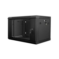 Lanberg 19'' 6U 600x450mm fekete (üvegajtó) fali rack szekrény