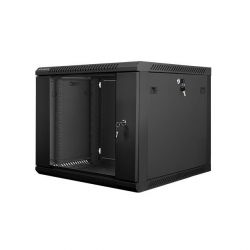 Lanberg 19'' 9U 600x600mm üvegajtós fekete fali rack szekrény