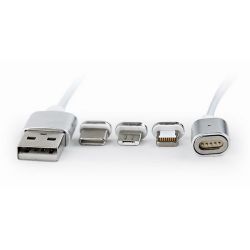 Gembird Magnetic USB charging combo cable, silver, 1m kábel