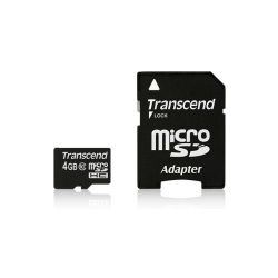 Transcend 4GB MicroSDHC Class 10 memóriakártya + adapter