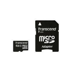 Transcend 4GB MicroSDHC Class 4 memóriakártya + adapter