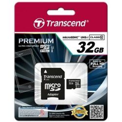 Transcend 32GB MicroSDHC Class 10 memóriakártya + adapter