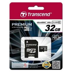 Transcend 32GB MicroSDHC Class 10 memóriakártya + adapter