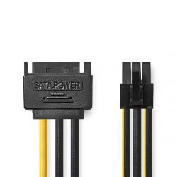 Nedis CCGP74200VA015 SATA 15-Pin apa - PCI Express anya 0.2 m fekete-sárga kábel