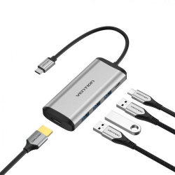 Vention CNBHB dokkoló állomás és port replikátor Vezetékes USB 3.2 Gen 1 (3.1 Gen 1) Type-C Szürke