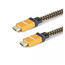 Sbox HDMI20-HQ-15 HDMI-HDMI 2.0 M/M réz - 1.5m, szövet fekete/narancs kábel
