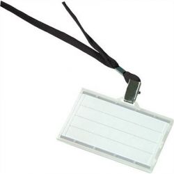 DONAU 85x50 mm műanyag azonosítókártya tartó fekete nyakba akasztóval
