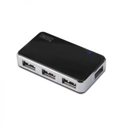 Digitus 4-port USB 2.0 HighSpeed, Power Supply fekete USB hub