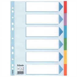 ESSELTE "Standard" A4 6 részes karton színes regiszter írható előlappal