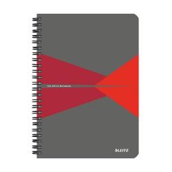 Leitz "Office" 90 lap A5 szürke-piros laminált karton borító kockás spirálfüzet