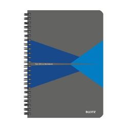 Leitz "Office" 90 lap A5 szürke-kék laminált karton borító kockás spirálfüzet