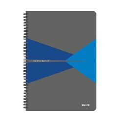 Leitz "Office" 90 lap A4 szürke-kék laminált karton borító kockás spirálfüzet